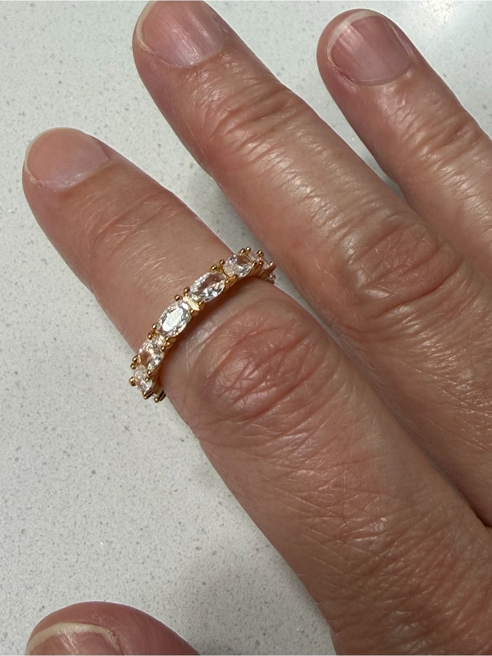 PrettyBird USA Rose Gold-Plated Eternity Band Ring with Oval CZ Stones